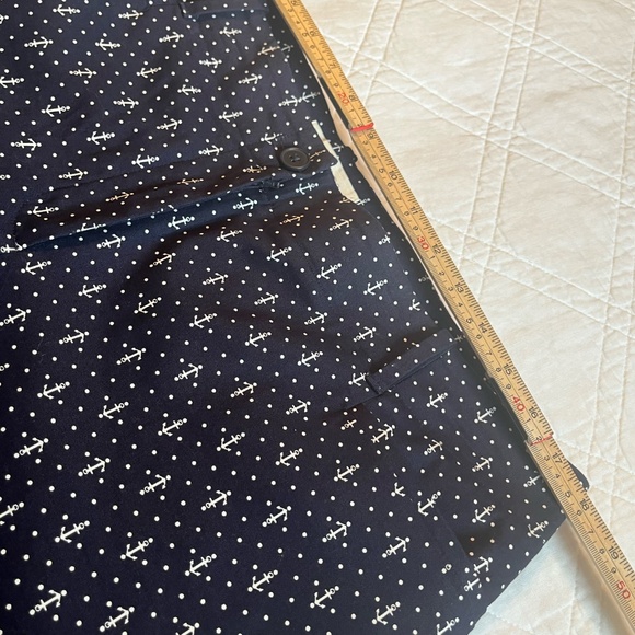 Talbots 14 Navy Blue Anchor Print Bermuda Shorts Preppy Nautical Cotton - Picture 9 of 9